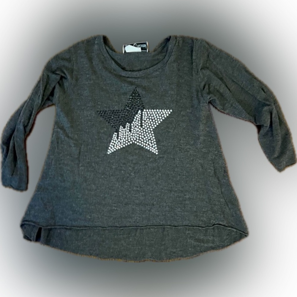 Dori creations girls rhinestone ombré star top in grey and silver size 4 EUC